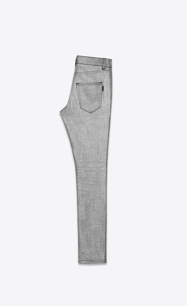 Cropped skinny jeans in silver lamina denim